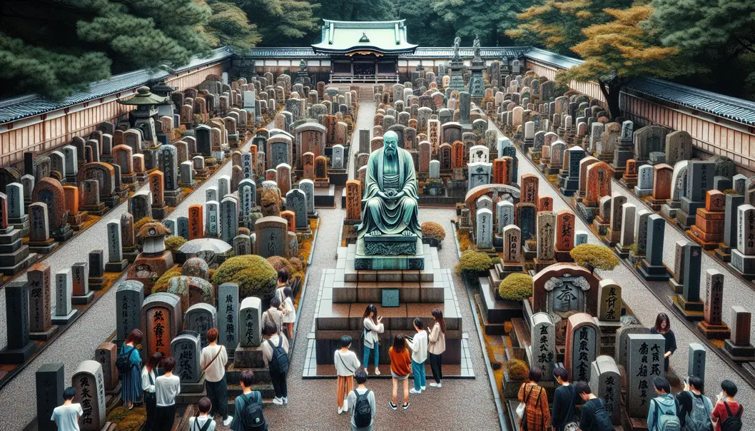 Samurajowie przed pałacem cesarskim w Edo, XVII-wieczna Japonia, tradycyjne stroje.