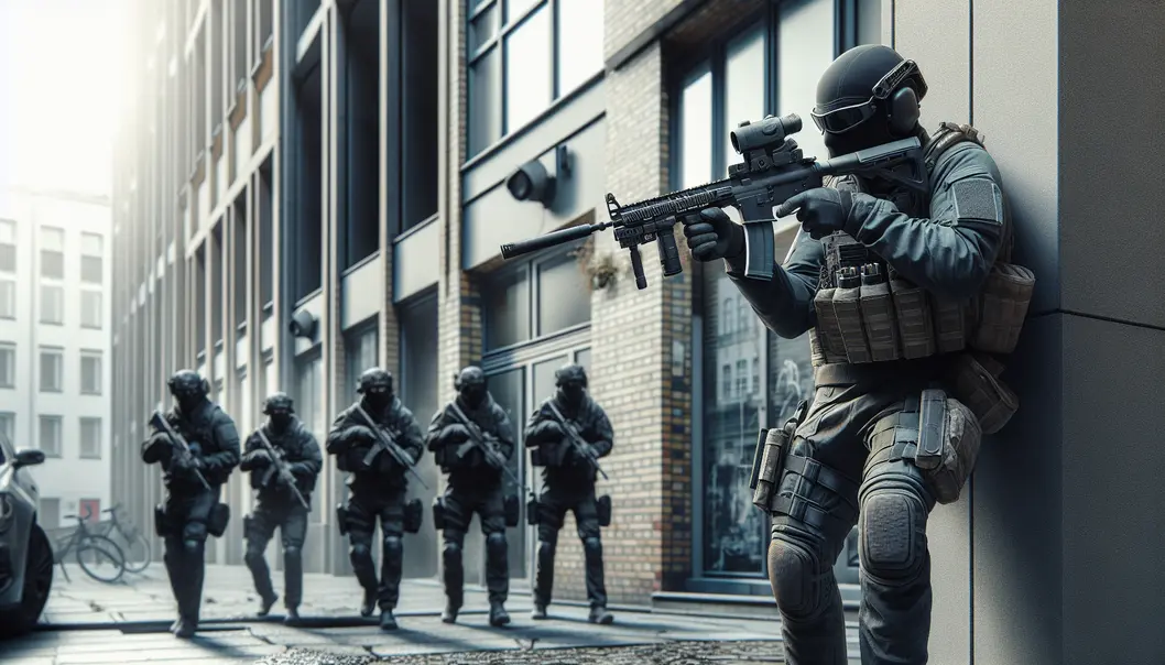 Członkowie GSG 9 podczas operacji antyterrorystycznej w mieście