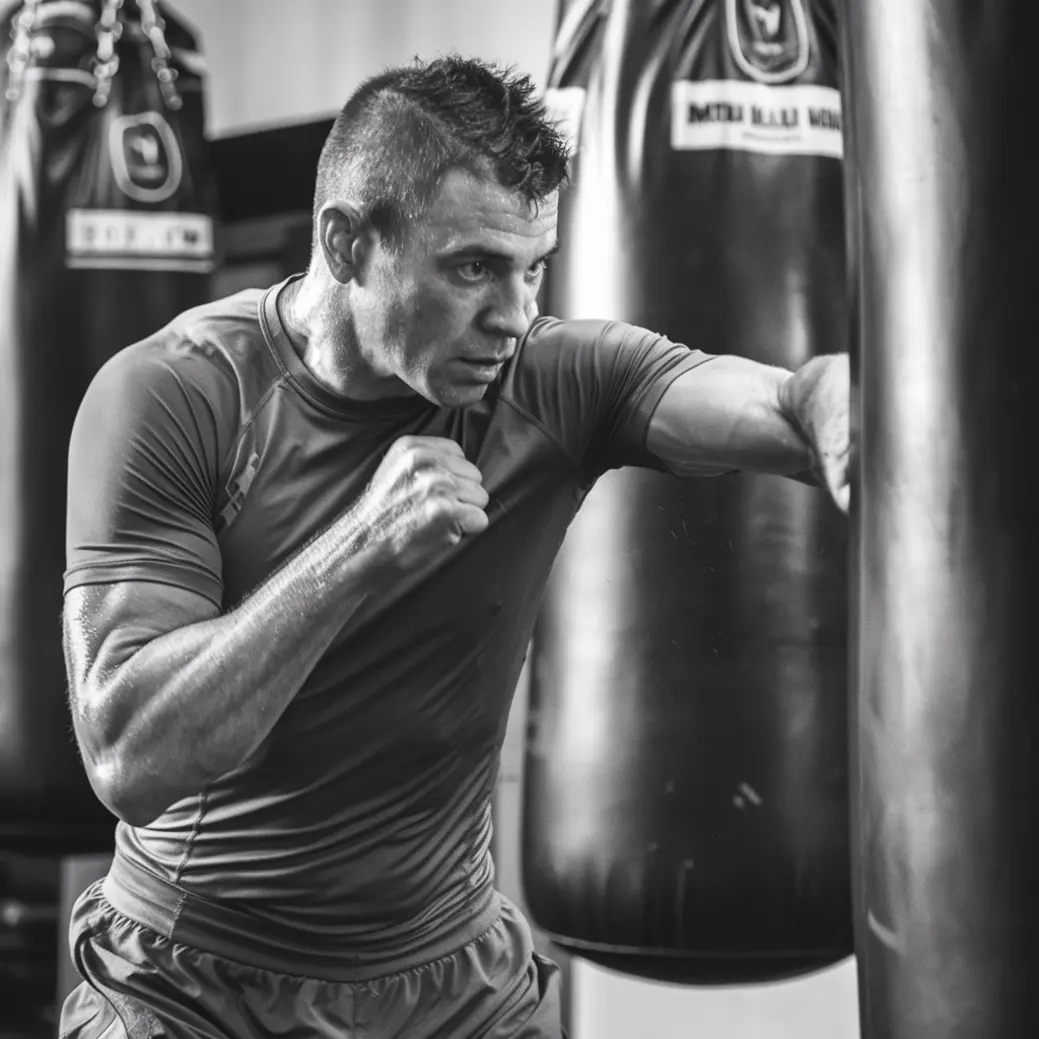 mężczyzna po 40 trenujący boks