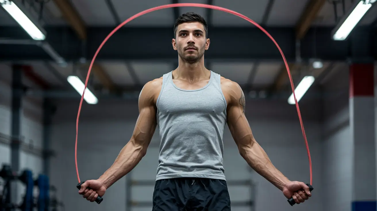 młody mężczyzna skacze na skakance