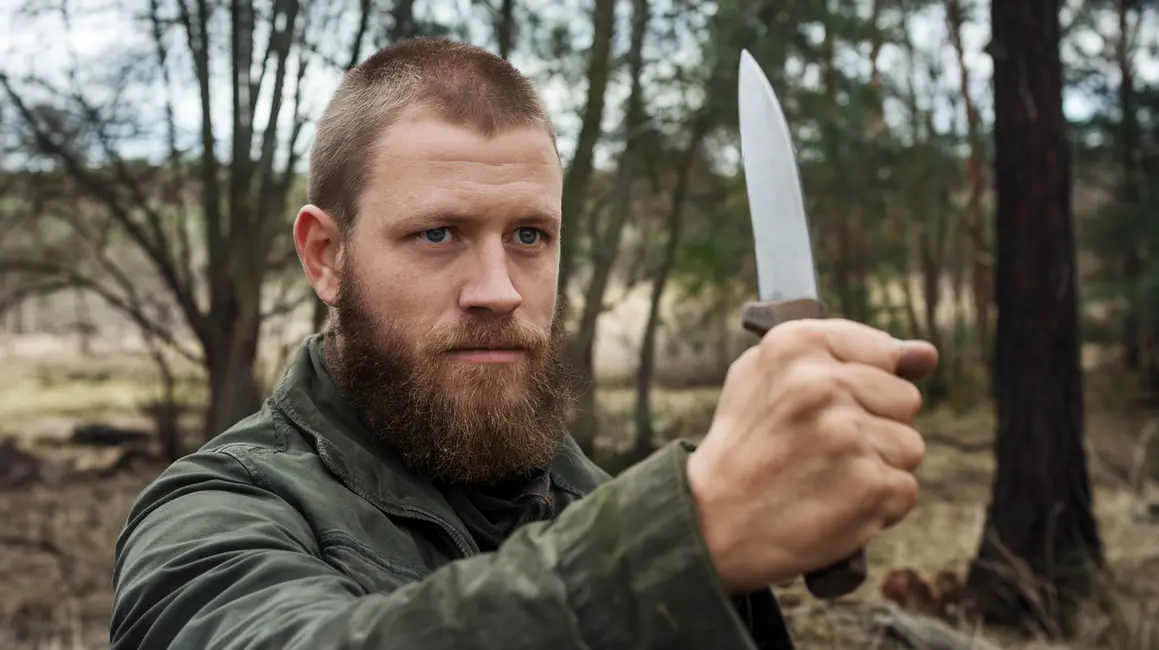 Osoba ćwicząca obronę przed nożem na realistycznym kursie samoobrony