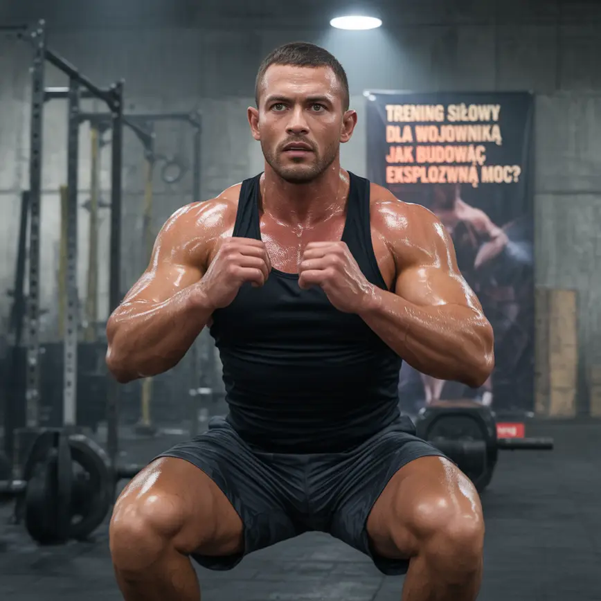 Sportowiec wykonuje intensywne ćwiczenie funkcjonalne na siłowni