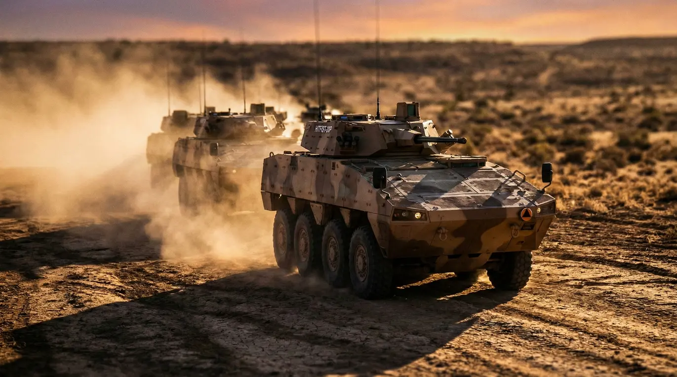 Zdjęcie przedstawiające Transporter opancerzony Rosomak w trakcie operacji wojskowej.