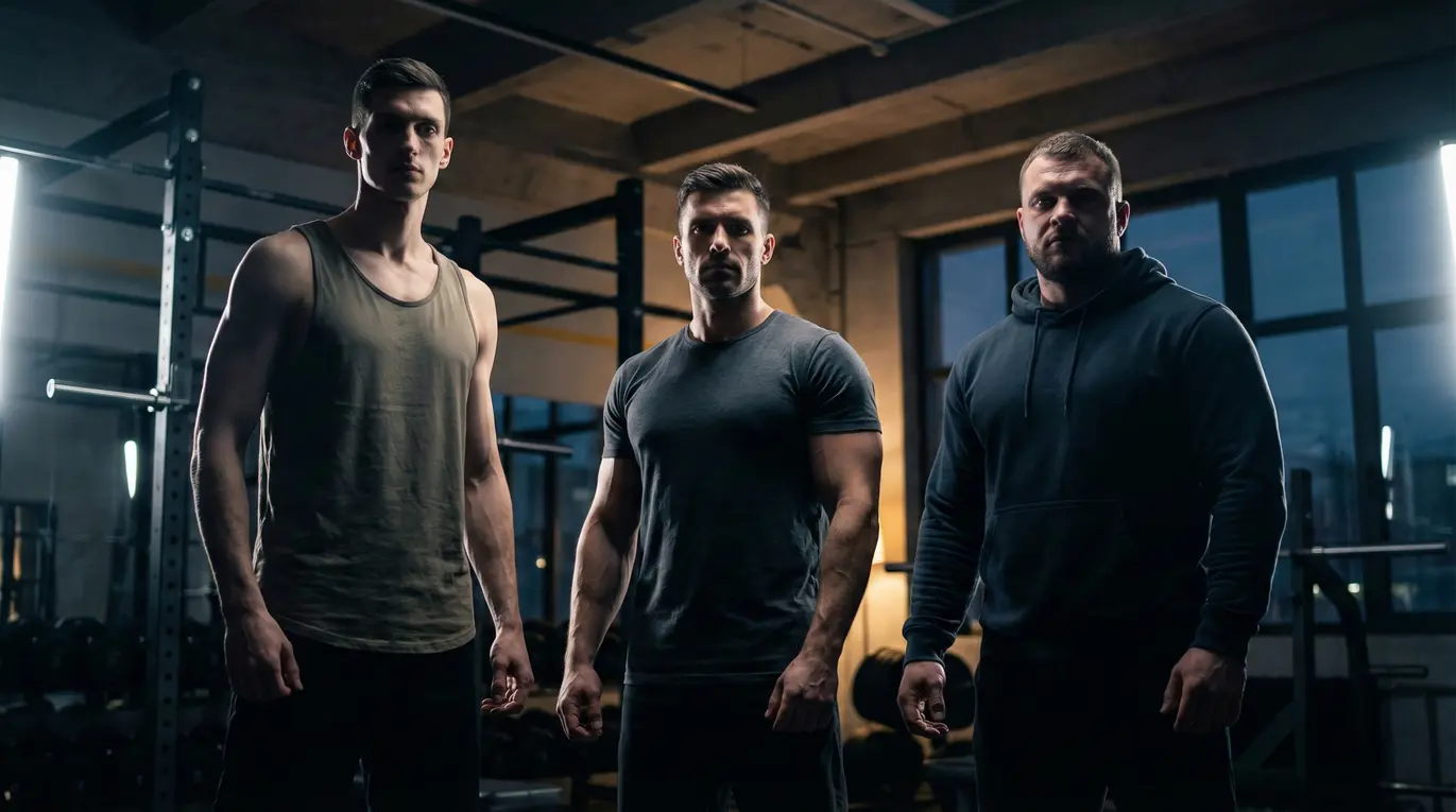 Osoby o różnych typach budowy ciała wykonujące ćwiczenia.