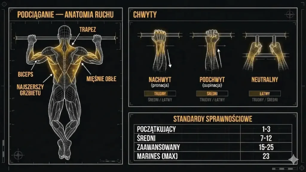 podciąganie na drążku - infografika