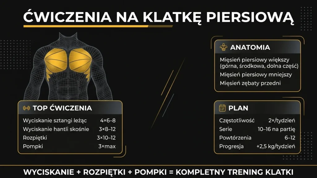 Infografika ćwiczeń na klatkę piersiową