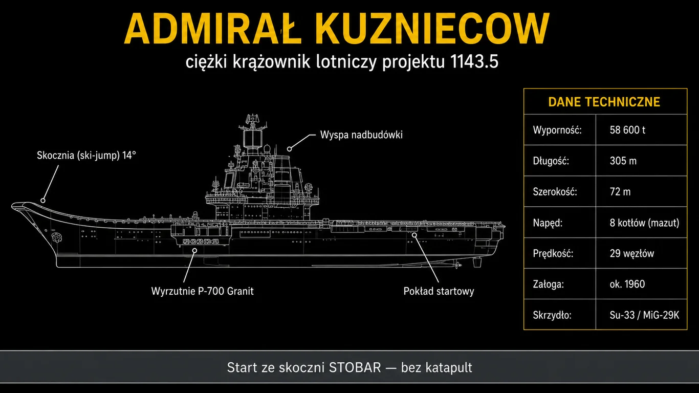 Infografika: Admirał Kuzniecow – budowa i dane techniczne