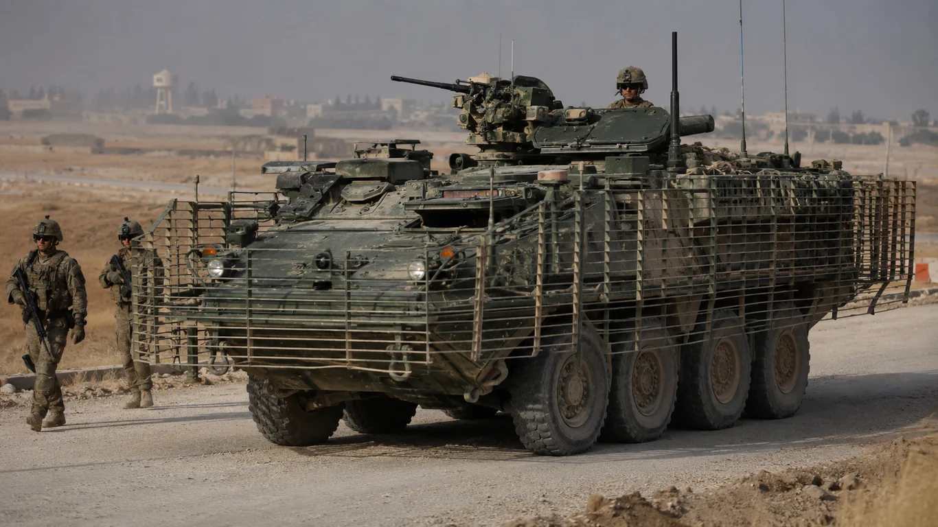 M1126 Stryker amerykański kołowy transporter opancerzony 8×8 – widok boczny pojazdu ze zdalnym modułem uzbrojenia