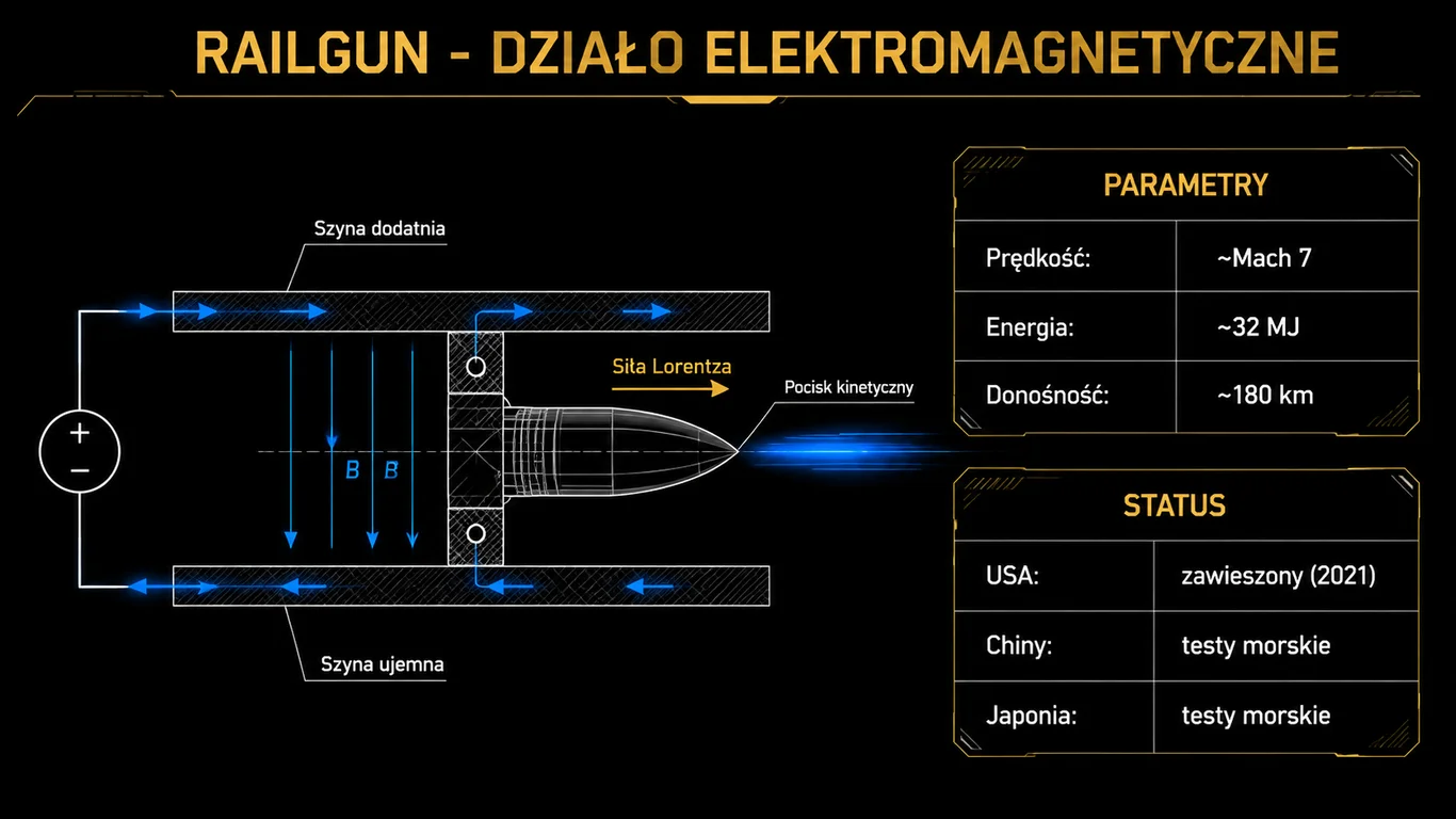 Infografika: Railgun – zasada działania i parametry